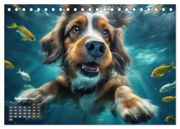 Produktbild: Dogs: intrepid swimmers (Desk Calendar 2026 DIN A5 landscape), CALVENDO 12 Month DeskCalendar