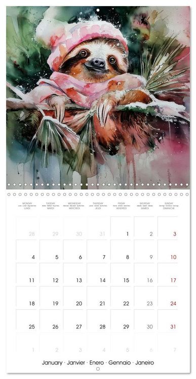 Produktbild: Jolis paresseux (Calendrier mural carr&eacute; 2027 30x30 cm) Calendrier double avec une page pour vos prises de notes
