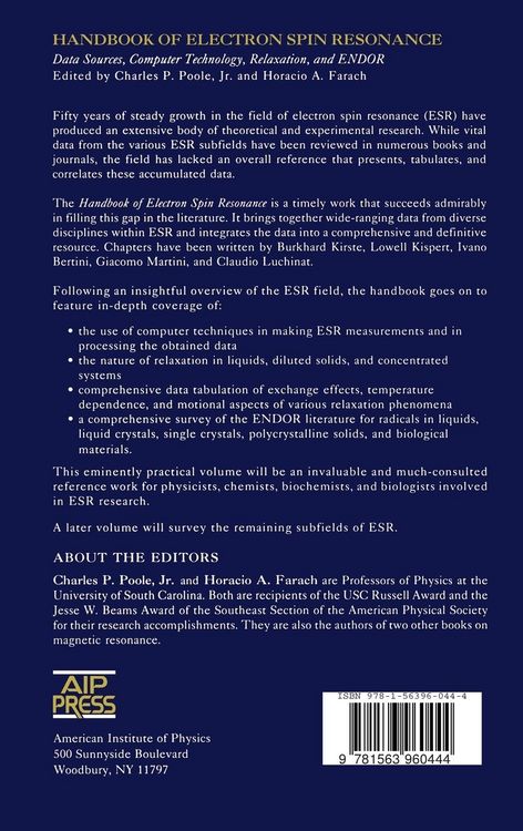 Produktbild: Handbook of Electron Spin Resonance