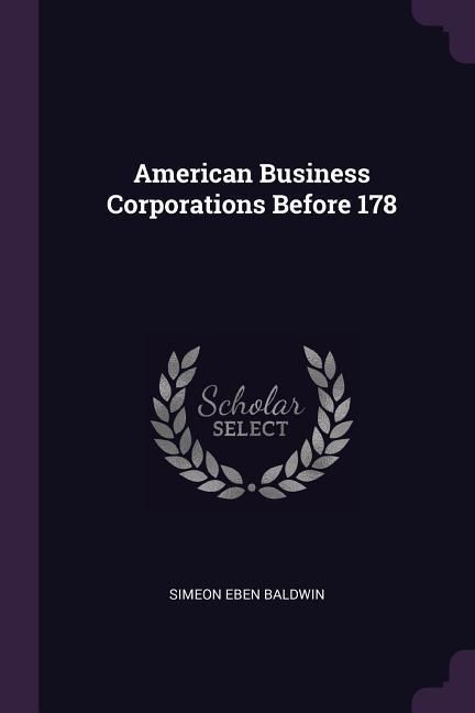 Produktbild: American Business Corporations Before 178