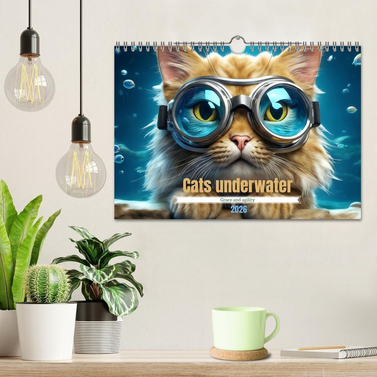 Produktbild: Cats underwater (Wall Calendar 2026 DIN A4 landscape), CALVENDO 12 Month Wall Calendar
