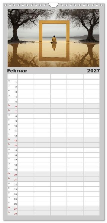 Produktbild: Familienplaner 2027 - Surrealer Minimalismus mit 5 Spalten (Wandkalender, 21 x 45 cm) CALVENDO