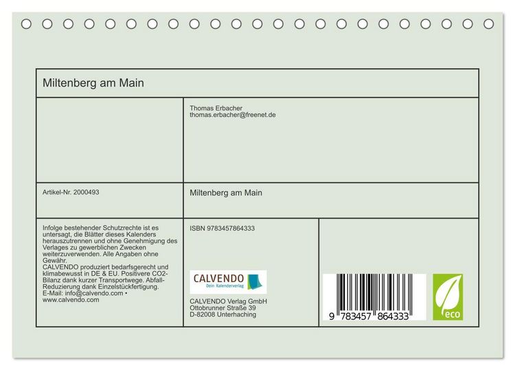 Produktbild: Miltenberg am Main (Tischkalender 2026 DIN A5 quer), CALVENDO Monatskalender