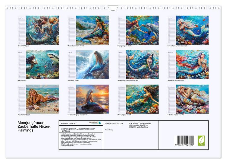 Produktbild: Meerjungfrauen. Zauberhafte Nixen-Paintings (Wandkalender 2026 DIN A3 quer), CALVENDO Monatskalender