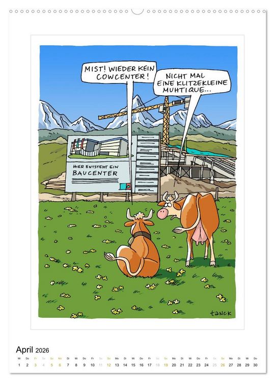 Produktbild: Betongold lacht - Cartoons (Wandkalender 2026 DIN A2 hoch), CALVENDO Monatskalender