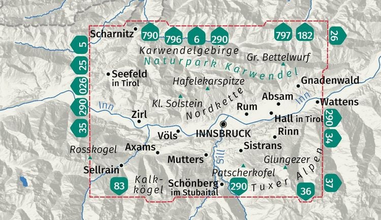 Produktbild: KOMPASS Wanderkarte 036 Innsbruck, Nordkette, Mittleres Inntal 1:35.000