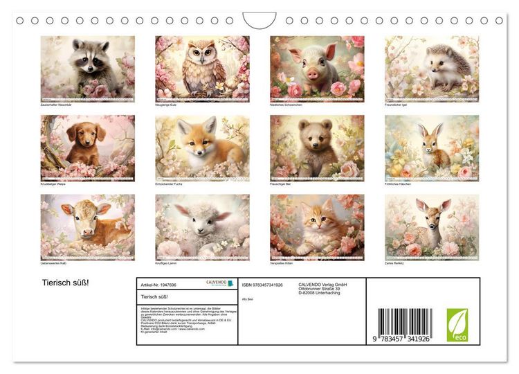 Produktbild: Tierisch s&uuml;&szlig;! (Wandkalender 2026 DIN A4 quer), CALVENDO Monatskalender