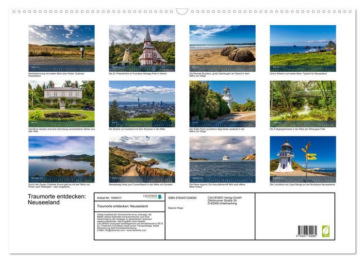 Produktbild: Traumorte entdecken: Neuseeland (Wandkalender 2026 DIN A2 quer), CALVENDO Monatskalender