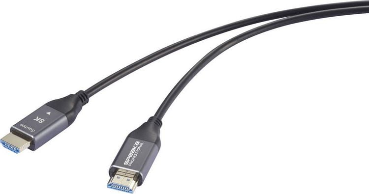 Produktbild: SpeaKa Professional HDMI / Glasfaser Anschlusskabel HDMI-A Stecker, HDMI-A Stecker 30m Schwarz SP-12842668 8K UHD, AOC Aktives
