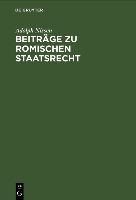 Produktbild: Beitr&auml;ge zu Romischen Staatsrecht