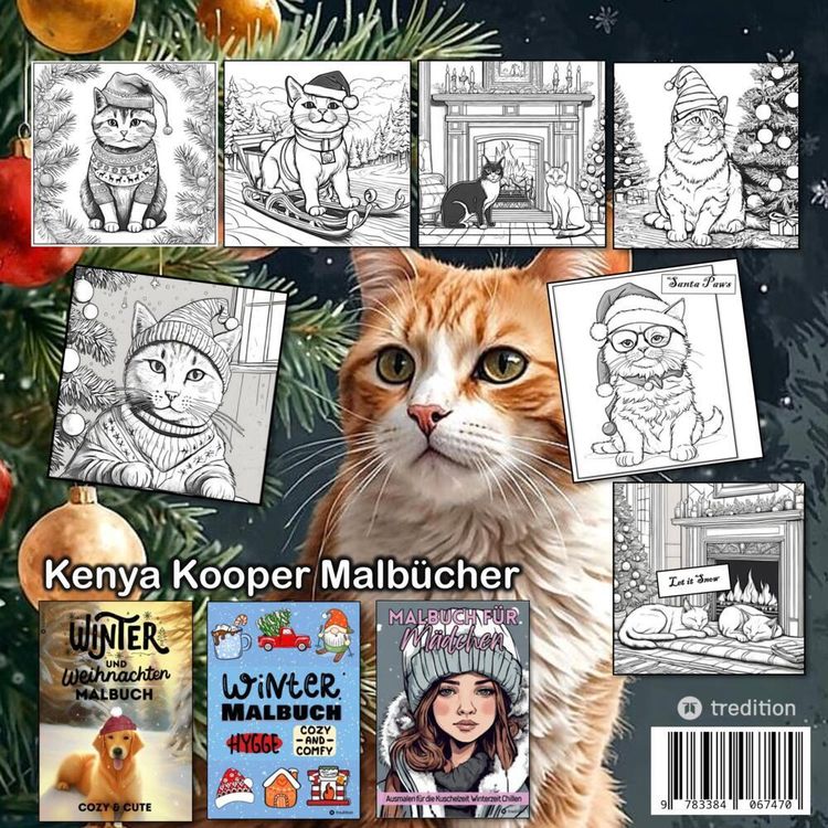 Produktbild: Katzen Malbuch Weihnachten - Katzenmalbuch Weihnachten - S&uuml;&szlig;e Katzen Vintage Katzenwelt