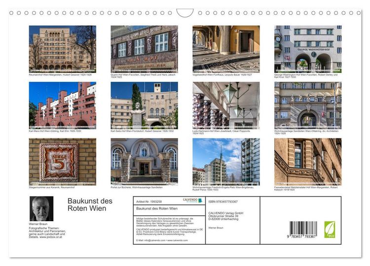 Produktbild: Baukunst des Roten Wien (Wandkalender 2026 DIN A3 quer), CALVENDO Monatskalender