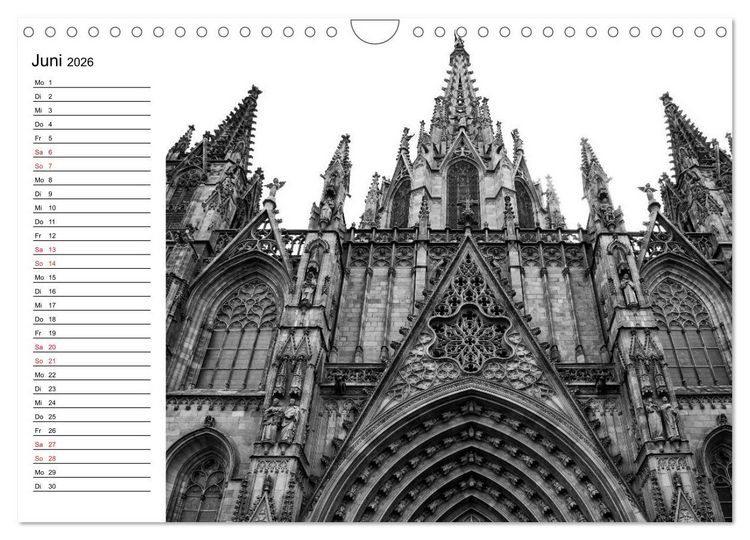 Produktbild: Barcelona Schwarz / Wei&szlig; Impressionen (Wandkalender 2026 DIN A4 quer), CALVENDO Monatskalender