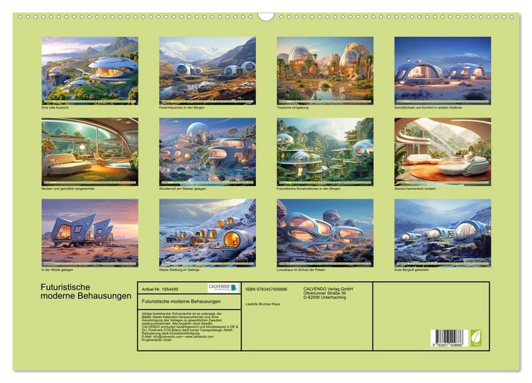 Produktbild: Futuristische moderne Behausungen (Wandkalender 2026 DIN A2 quer), CALVENDO Monatskalender