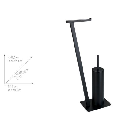 Produktbild: Stand WC-Garnitur Mod. Lirio Schwarz matt, mit viereckiger Bodenplatte
