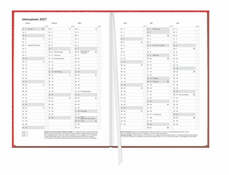 Produktbild: Terminer A6, Struktur rot 2027
