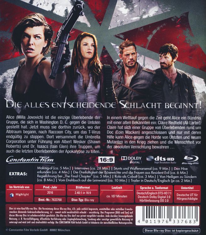 Produktbild: Resident Evil: The Final Chapter