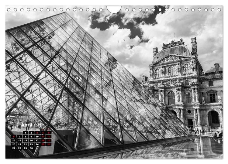 Produktbild: Paris-Impressionen in Schwarz-Wei&szlig; (Wandkalender 2026 DIN A4 quer), CALVENDO Monatskalender