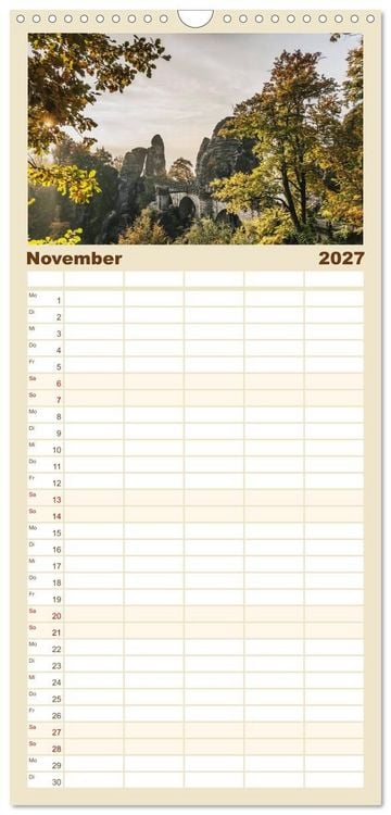Produktbild: Familienplaner 2027 - S&auml;chsische Schweiz / Geburtstagsplaner mit 5 Spalten (Wandkalender, 21 x 45 cm) CALVENDO