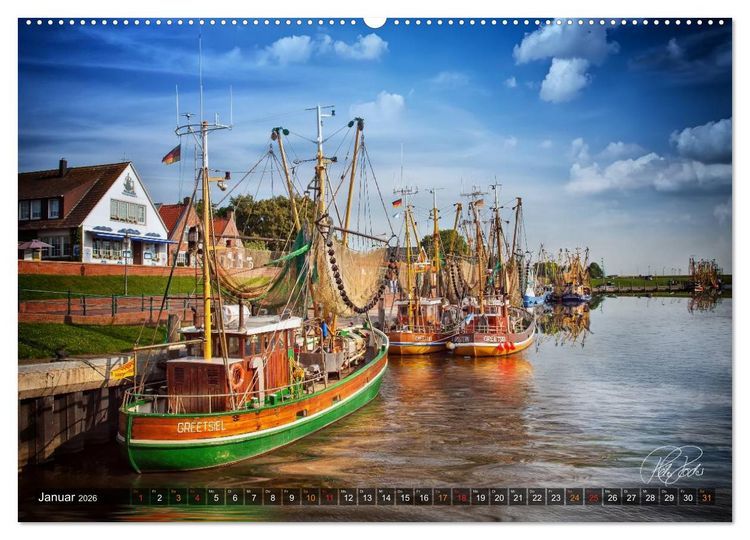 Produktbild: Ostfriesland, die alten H&auml;fen - Greetsiel, Neuharlingersiel, Carolinensiel (Wandkalender 2026 DIN A2 quer), CALVENDO Monatskalender