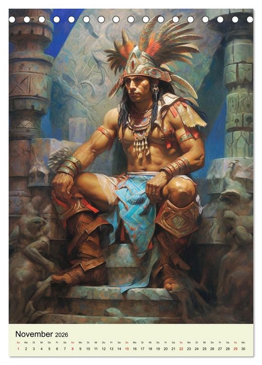 Produktbild: Fantasy-Azteken. Mesoamerikanische Krieger einer Hochkultur (Tischkalender 2026 DIN A5 hoch), CALVENDO Monatskalender