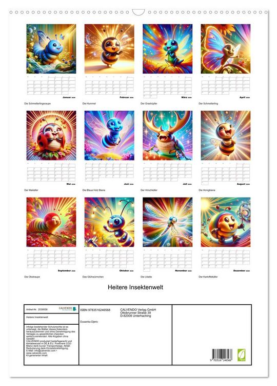 Produktbild: Heitere Insektenwelt (Wandkalender 2026 DIN A2 hoch), CALVENDO Monatskalender