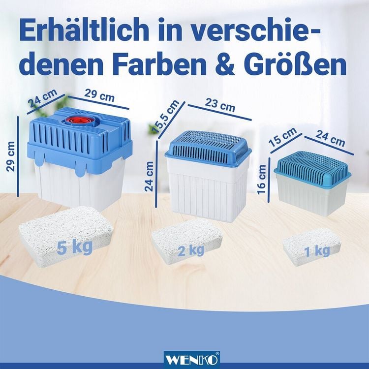 Produktbild: Luftentfeuchter 2 kg Blau, f&uuml;r R&auml;ume bis 160 m&sup3;