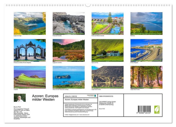 Produktbild: Azoren: Europas milder Westen (hochwertiger Premium Wandkalender 2027 DIN A2 quer), Kunstdruck in Hochglanz