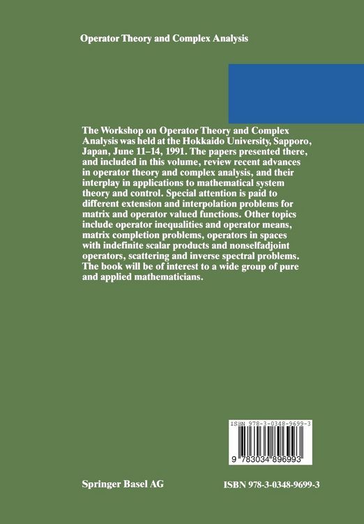 Produktbild: Operator Theory and Complex Analysis