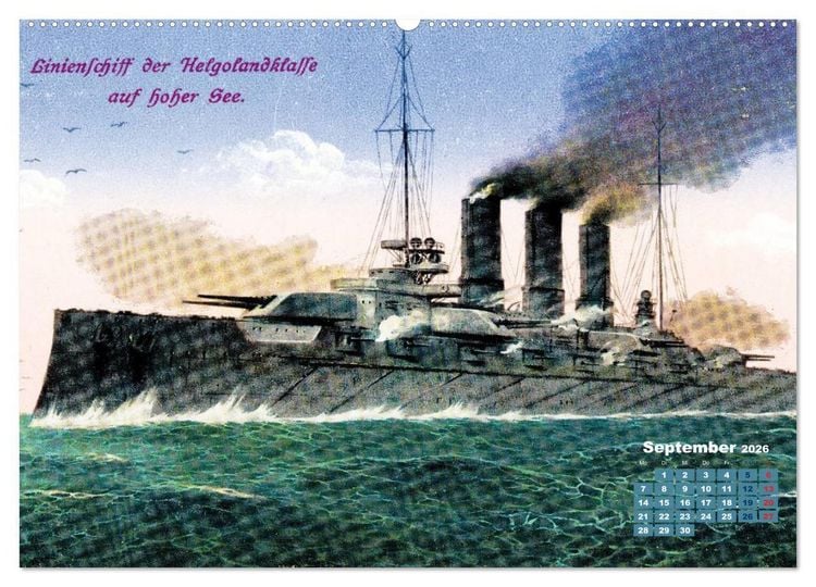 Produktbild: Fregatten, Kreuzer, Panzerschiffe &ndash; historische Karten von Kriegsschiffen (Wandkalender 2026 DIN A2 quer), CALVENDO Monatskalender