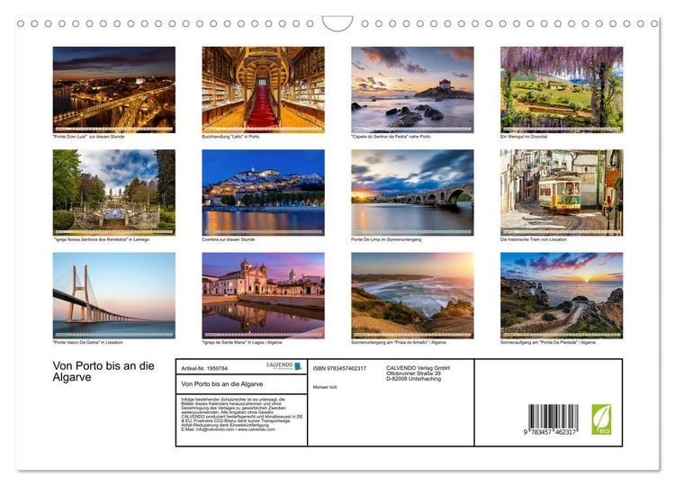Produktbild: Von Porto bis an die Algarve (Wandkalender 2026 DIN A3 quer), CALVENDO Monatskalender