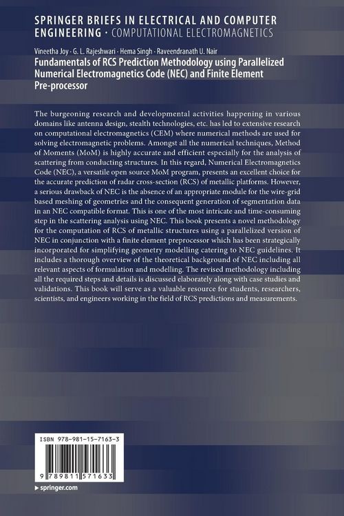 Produktbild: Fundamentals of RCS Prediction Methodology using Parallelized Numerical Electromagnetics Code (NEC) and Finite Element Pre-processor