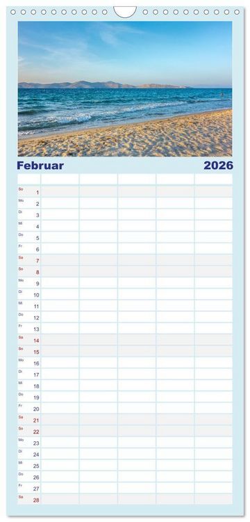 Produktbild: Familienplaner 2026 - Insel Kos - Str&auml;nde mit 5 Spalten (Wandkalender, 21 x 45 cm) CALVENDO
