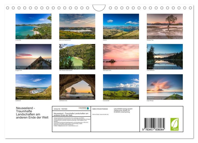 Produktbild: Neuseeland - Traumhafte Landschaften am anderen Ende der Welt (Wandkalender 2026 DIN A4 quer), CALVENDO Monatskalender