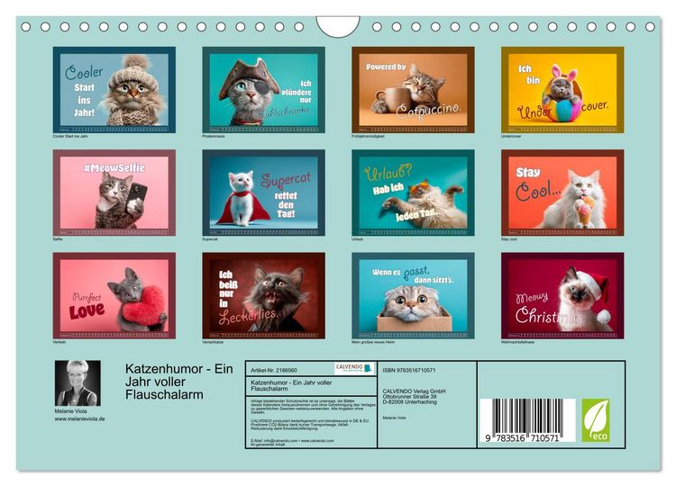 Produktbild: Katzenhumor - Ein Jahr voller Flauschalarm (Wandkalender 2026 DIN A4 quer), CALVENDO Monatskalender