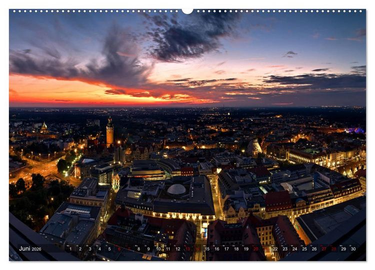 Produktbild: Nachts in Leipzig (hochwertiger Premium Wandkalender 2026 DIN A2 quer), Kunstdruck in Hochglanz