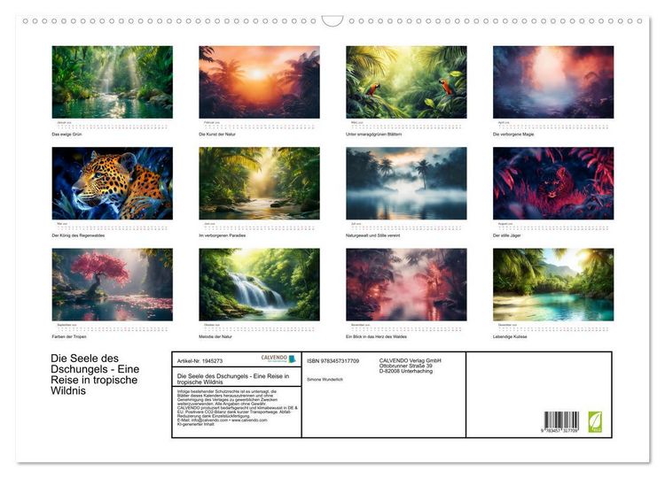 Produktbild: Die Seele des Dschungels - Eine Reise in tropische Wildnis (Wandkalender 2026 DIN A2 quer), CALVENDO Monatskalender
