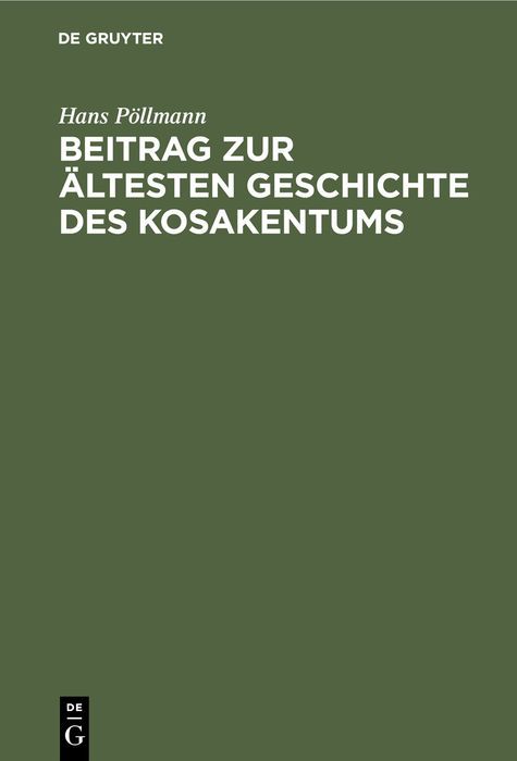 Produktbild: Beitrag zur &auml;ltesten Geschichte des Kosakentums