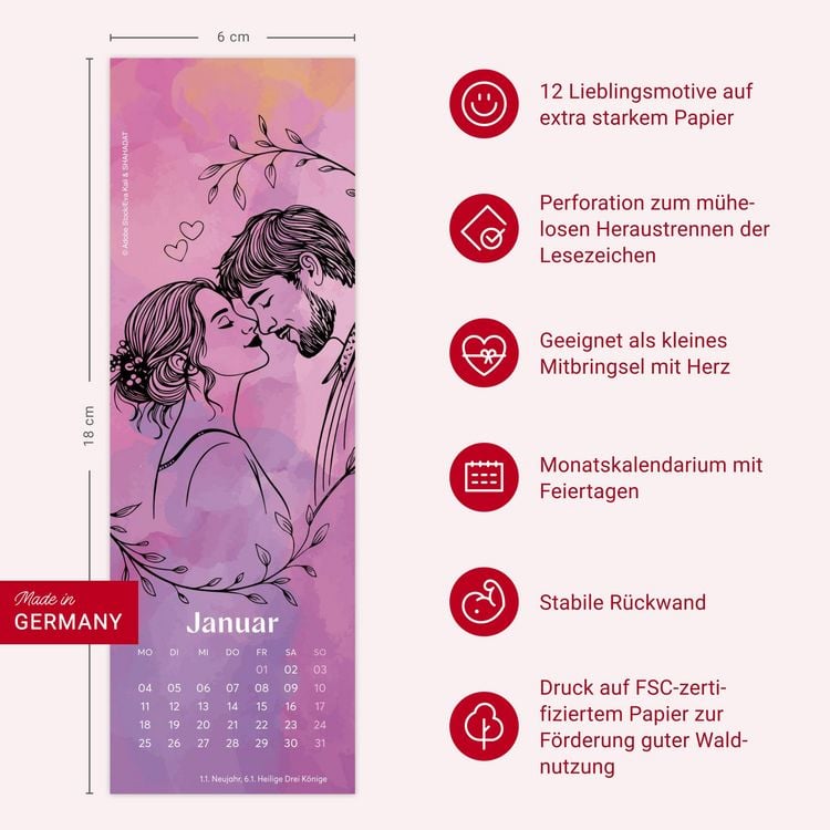 Produktbild: Romance Lesezeichen & Kalender 2027