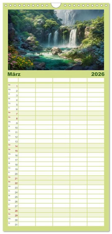 Produktbild: Familienplaner 2026 - Kaskaden - Die Poesie des Wassers mit 5 Spalten (Wandkalender, 21 x 45 cm) CALVENDO