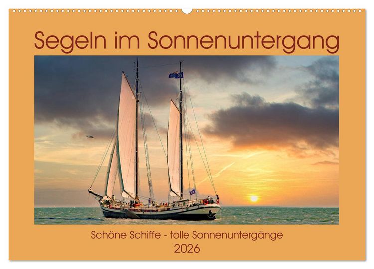 Produktbild: Segeln im Sonnenuntergang (Wandkalender 2026 DIN A2 quer), CALVENDO Monatskalender