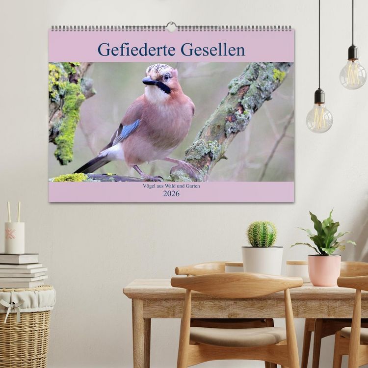 Produktbild: Gefiederte Gesellen - V&ouml;gel aus Wald und Garten (Wandkalender 2026 DIN A2 quer), CALVENDO Monatskalender