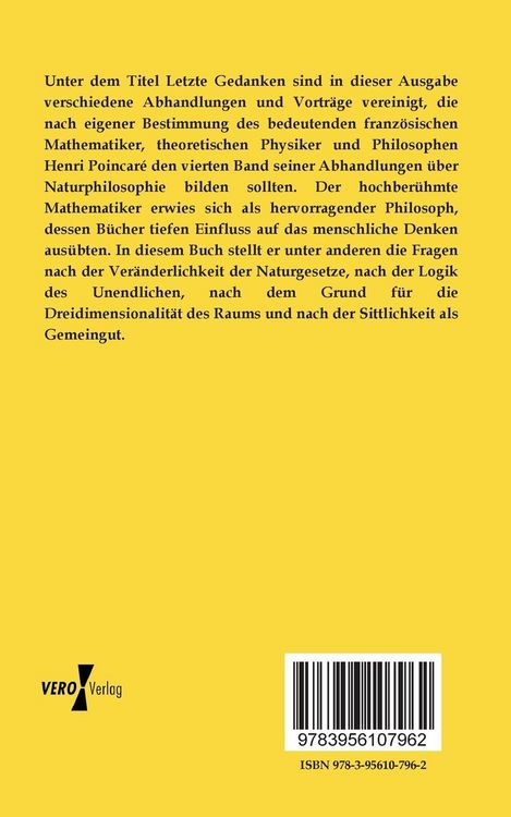 Produktbild: Letzte Gedanken von Henri Poincar&eacute;