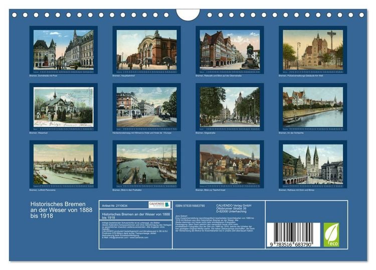 Produktbild: Historisches Bremen an der Weser von 1888 bis 1918 (Wandkalender 2026 DIN A4 quer), CALVENDO Monatskalender