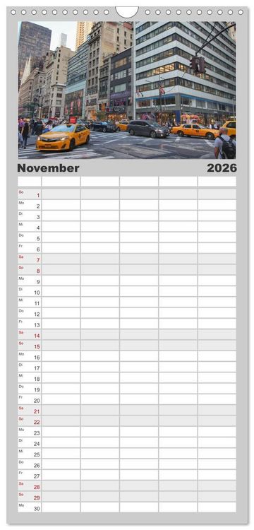Produktbild: Familienplaner 2026 - Streets of New York - Zu Fu&szlig; durch die Metropole der Superlative mit 5 Spalten (Wandkalender, 21 x 45 cm) CALVENDO