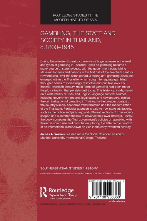 Produktbild: Gambling, the State and Society in Thailand, c.1800-1945