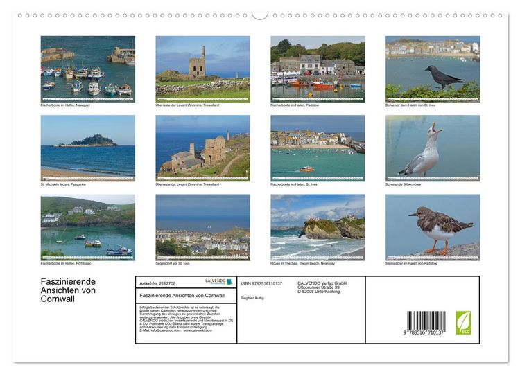 Produktbild: Faszinierende Ansichten von Cornwall (hochwertiger Premium Wandkalender 2026 DIN A2 quer), Kunstdruck in Hochglanz