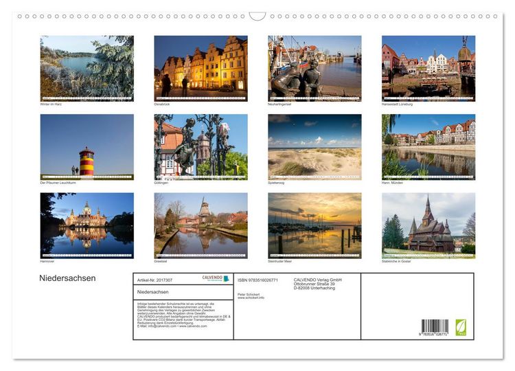 Produktbild: Niedersachsen (Wandkalender 2026 DIN A2 quer), CALVENDO Monatskalender
