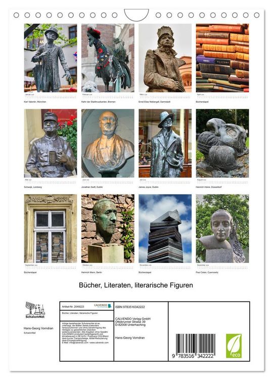 Produktbild: B&uuml;cher, Literaten, literarische Figuren (Wandkalender 2026 DIN A4 hoch), CALVENDO Monatskalender