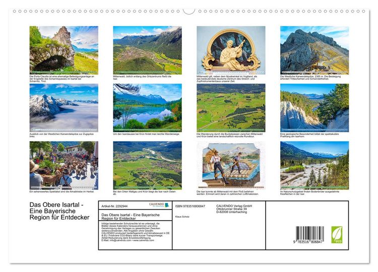 Produktbild: Das Obere Isartal - Eine Bayerische Region f&uuml;r Entdecker (hochwertiger Premium Wandkalender 2027 DIN A2 quer), Kunstdruck in Hochglanz